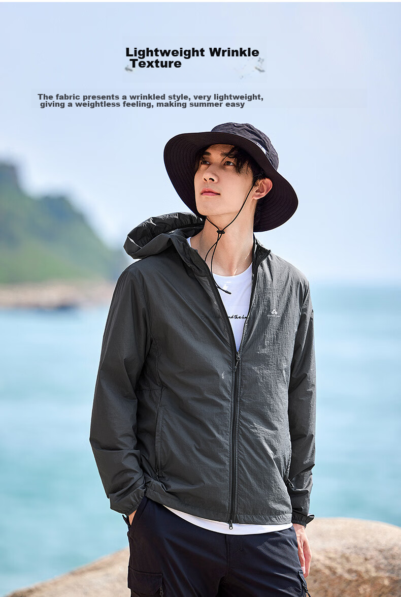 Pioneer Camp Summer Ultra-Thin UV Protection Men's Sun Protection Clothing, Outdoor Fishing Breathable Skin Coat Jacket, Gray Blue, S 6