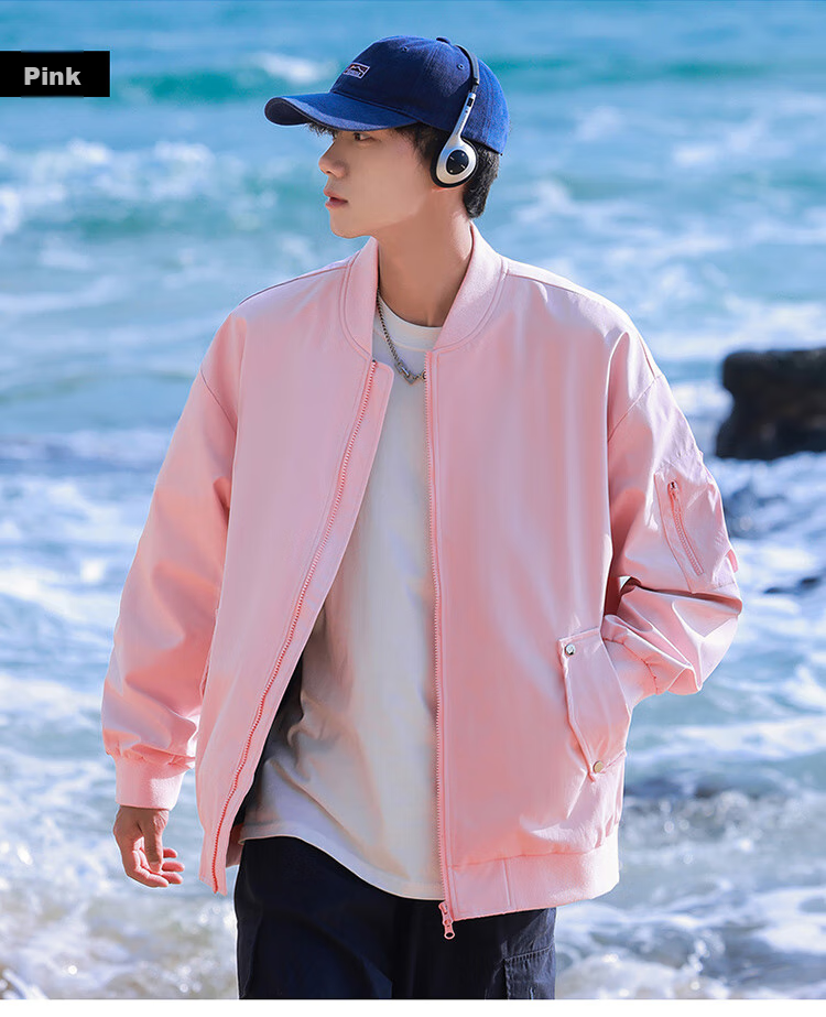 I'M DAVID Men's Flight Jacket, Windproof Spring And Autumn Casual Top, Commuter Sports Baseball Collar Coat, New Retro Moisture-Wicking 16