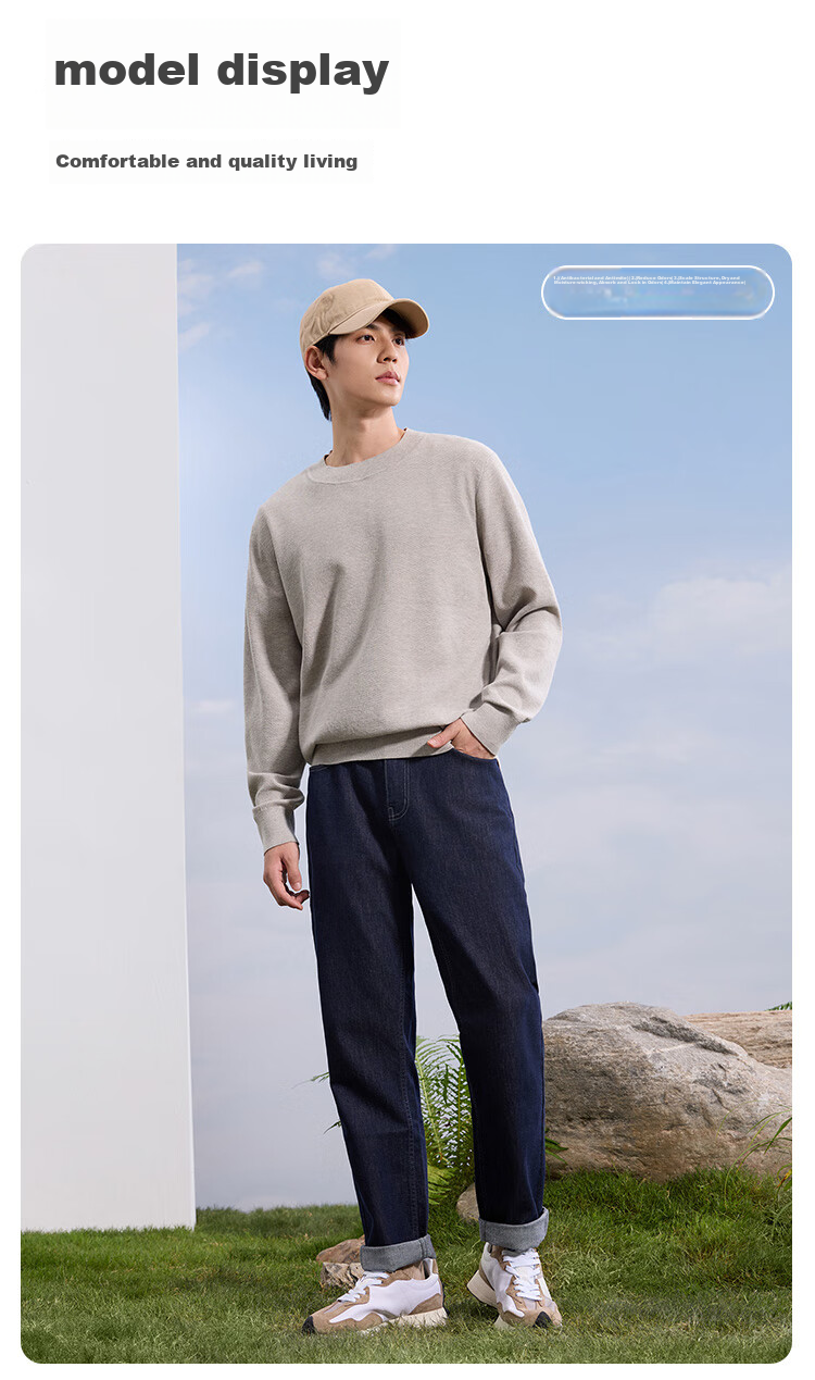 JD Original Sweater Knit Pullover for Men, Autumn And Winter Business Casual Warm Wool Base Layer, Black, M 15