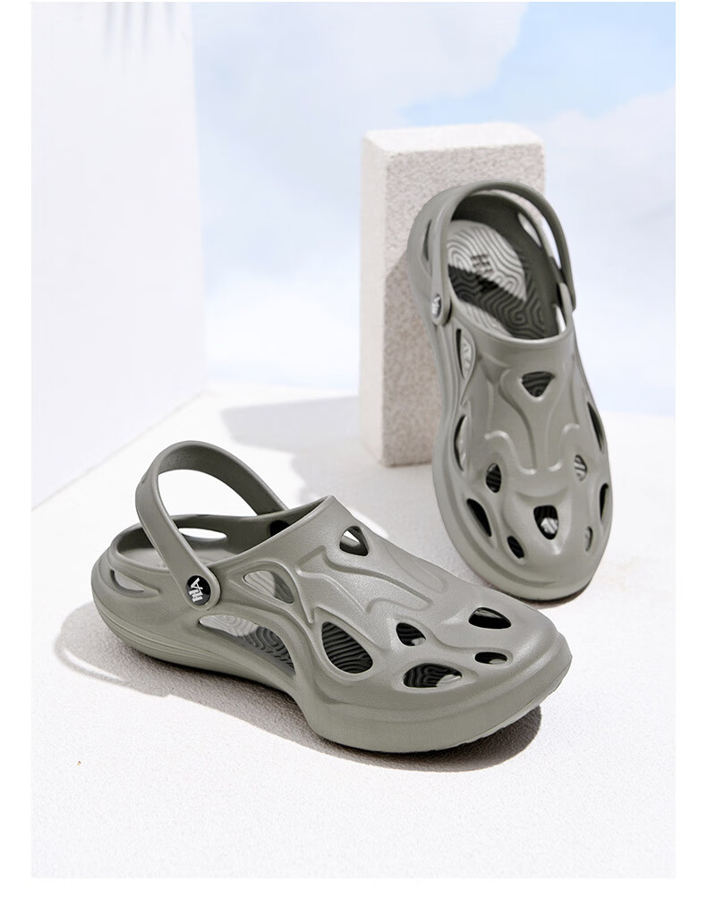 HLA Sandals, Men's Hole Shoes, Closed-Toe Comfortable Slippers HAALXM2FBK065, Beige, Size 38/39 (Dual Size) 2