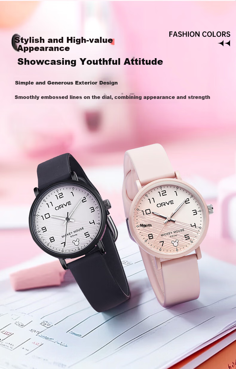 Disney Mickey Wristwatch, 2026 New Quartz Watch, Electronic Waterproof Watch for Middle And High School Students' Exams, Children's Birthday Gift 3