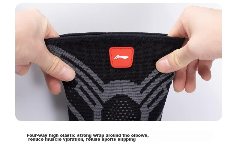 Li-Ning Elbow Guard Sleeve for Men And Women, Arm Support for Tennis Elbow, Sports Fitness LDET865-1 Black Gray XL 23