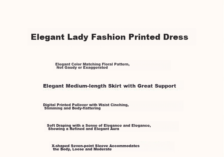 Dme French Mint Mambo Tea Break Dress, Spring And Autumn Vacation Style, Round Neck Printed Seven-Quarter Sleeve Midi Dress for Wome 2
