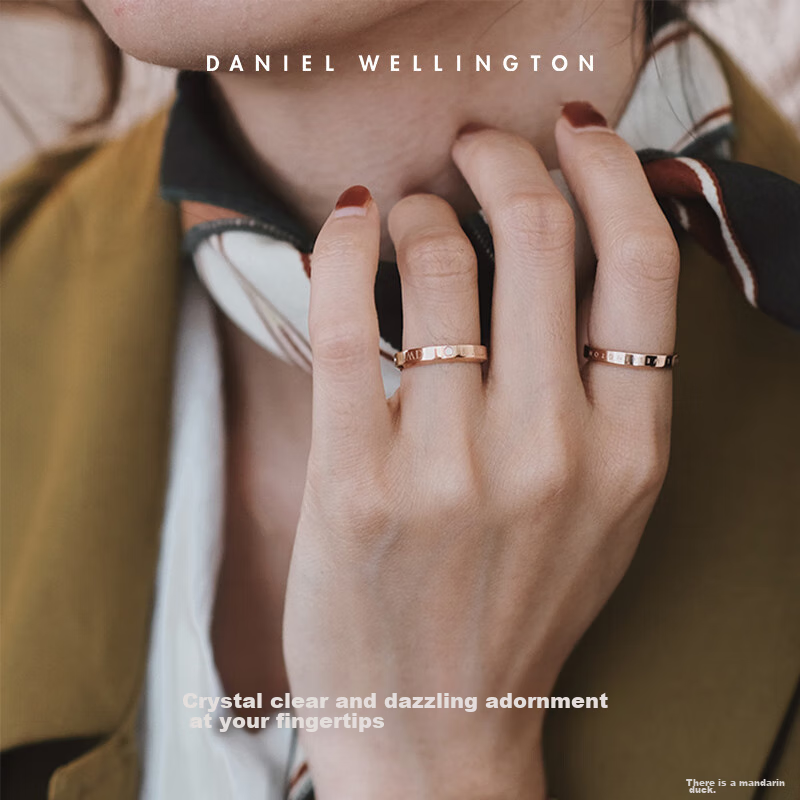 Кольцо Daniel Wellington DW221, женское, парное, звездное, покрытие розовым золотом, размер 50