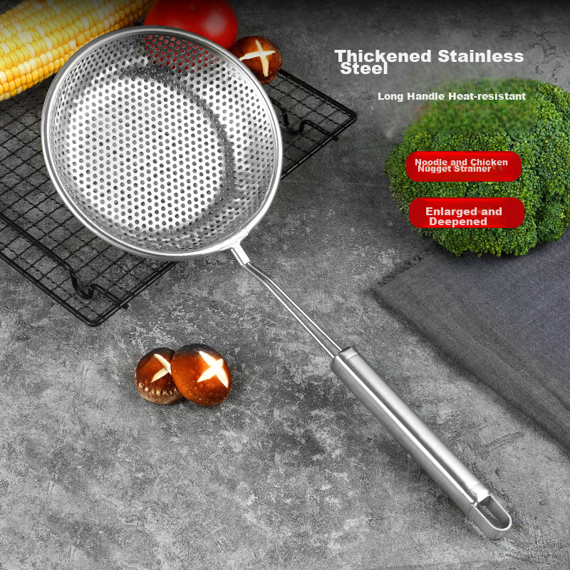Baijie Stainless Steel Strainer, Kitchen Utensil, Filter, Frying Ladle, Oil Skimmer, Noodle Scoop, Dumpling Skimmer, Slotted Spoon