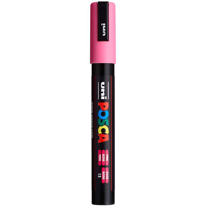 Uni Mitsubishi POSCA Acrylic Marker (Medium Size), Pink, Single PC-5M Brush, Poster Advertising Marker, Drawing Handwriting Graffiti Pen, Painting Watercolor Pen for Graduatio