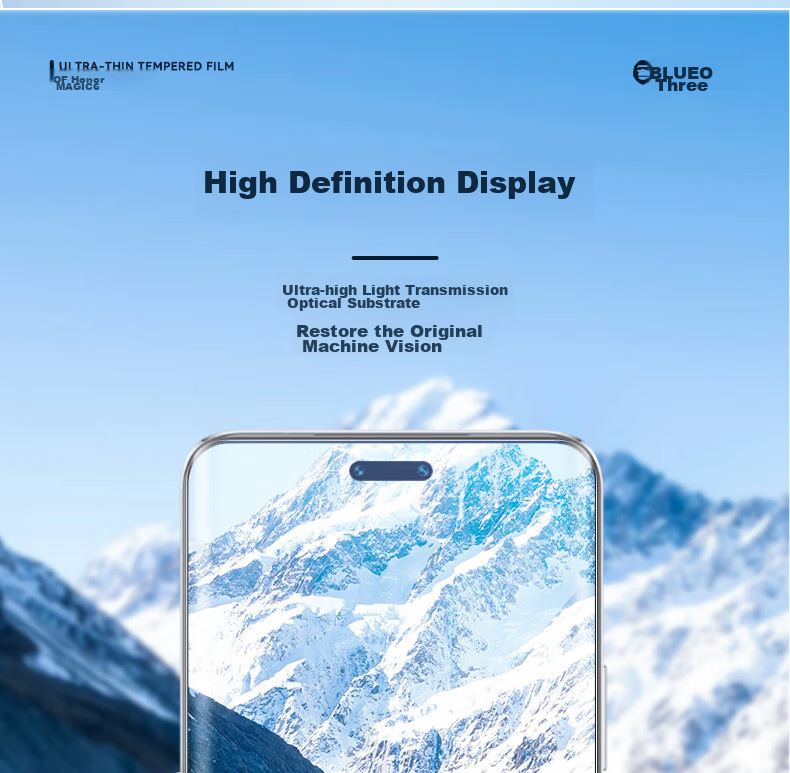BLUEO Tempered Glass Screen Protector for Honor Magic 6 Pro, Full Adhesive Magic 6 Ultimate Edition RS RS Porsche Design Phone Film, Heat-Bent Curved Surface, HD Clear, Anti-Fingerprint, Shatterproof Protective Film 11