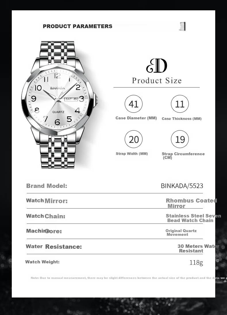 BINKADA Middle-Aged And Elderly Men's Watch with Large Digital Display, Luminous Mechanical-Style Quartz Watch, Gift for Father Or Dad 1