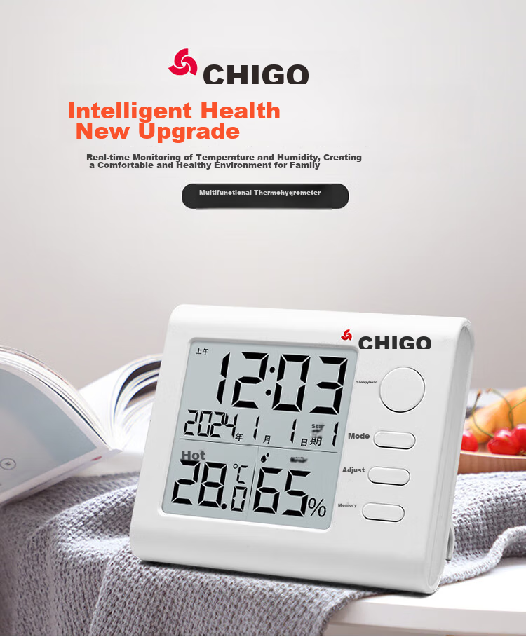 CHIGO Electronic Thermometer And Hygrometer, Indoor Home Use High-Precision Wall-Mounted Memory Function Thermometer And Hygrometer 2