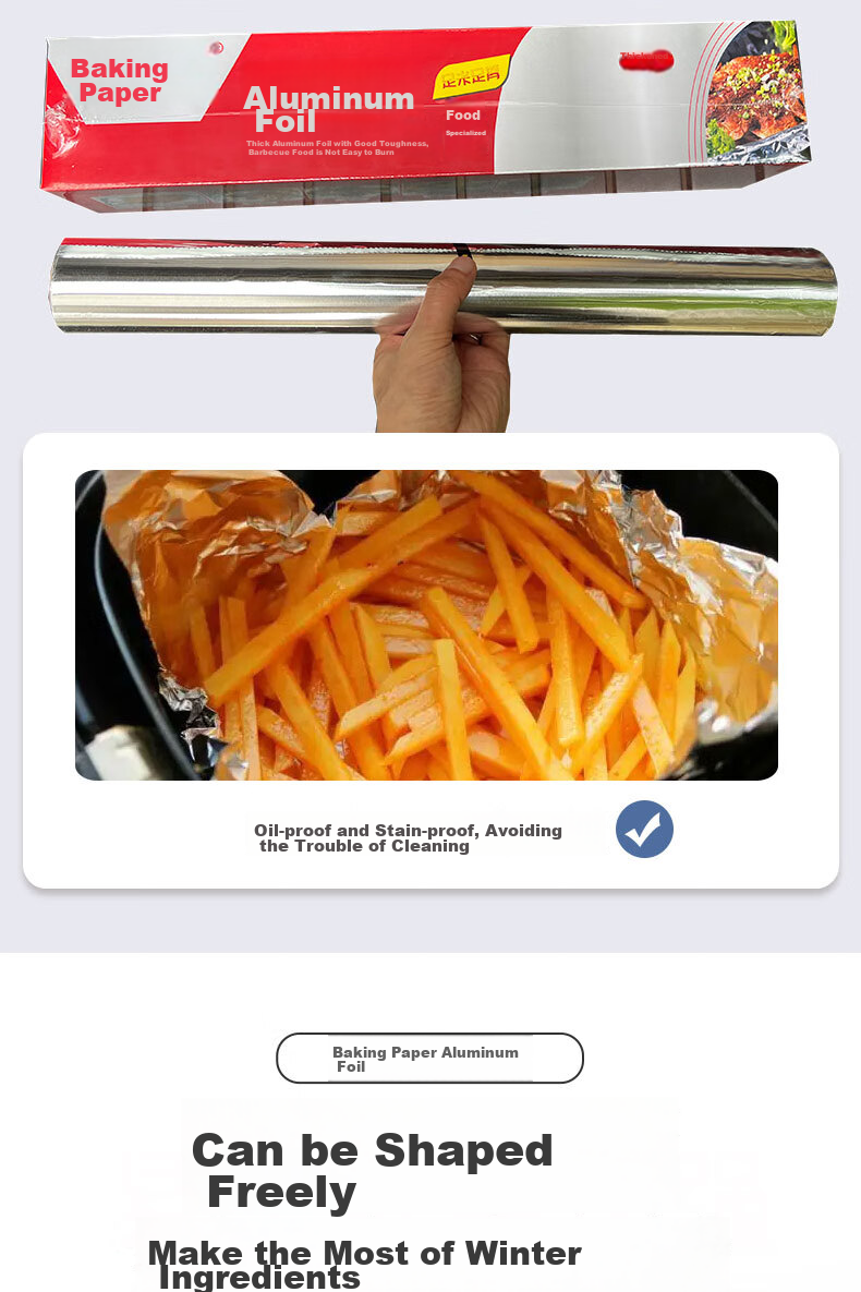 Babike Aluminum Foil, Large Roll Boxed, for Air Fryer, Oven, Baking, And Barbecue, 30 Meters * 45 Centimeters 8