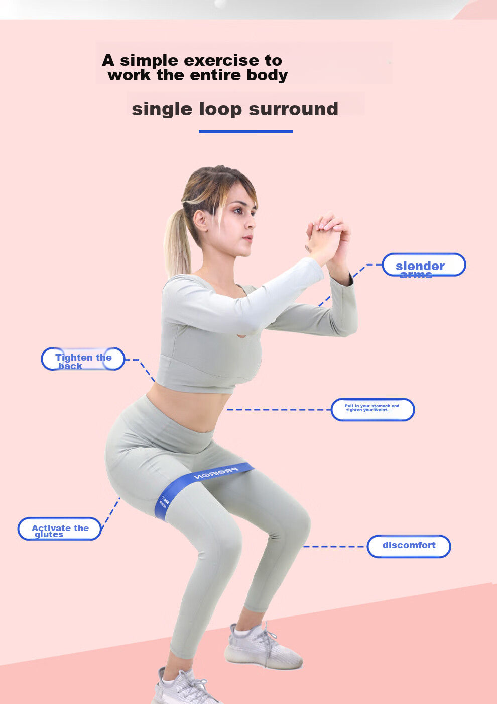 PROIRON Puli'ai Yoga Leg Exercises Resistance Band for Men And Women, Elastic Loop Leg Resistance Band, Blue 30 Pounds 7