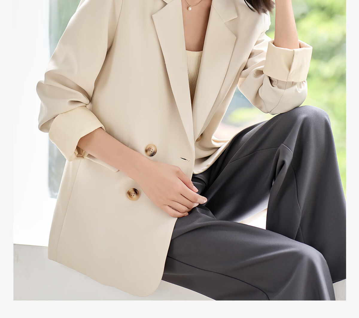 Chushen Spring Autumn Women's Blazer Double-Breasted High-End Fashion Versatile Commuter Jacket S143U6011 1