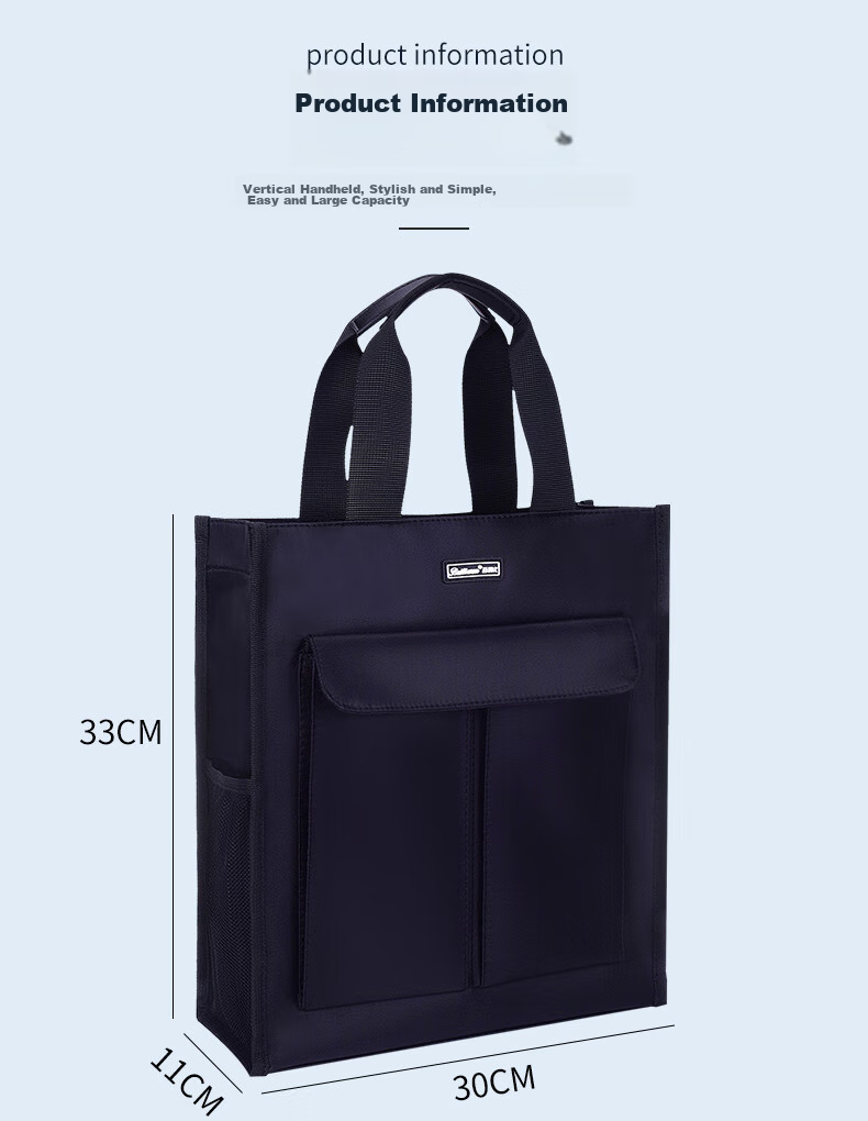 Bailiwen BX1012 Black Student Handbag, Book Bag, Tutoring Bag, Homework Bag, Middle School Student Backpack, Tutoring Bag, Large Capacity Canvas Bag, Office Document Bag, File Bag 10