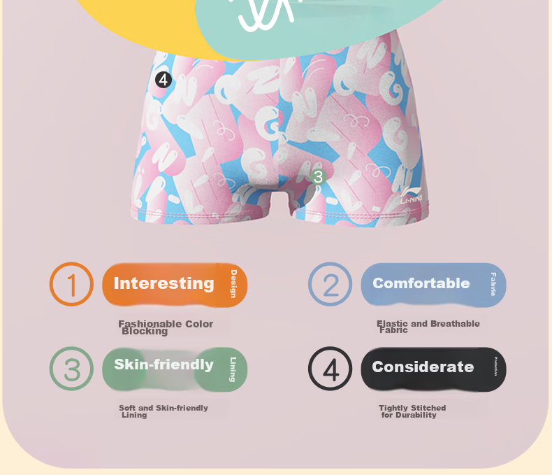 Li-Ning Children's Swimsuit, Girls' Two-Piece Surfing Suit, Comfortable And Breathable, for Beach And Hot Springs, Swimwear 716, Pink, Size 130 6