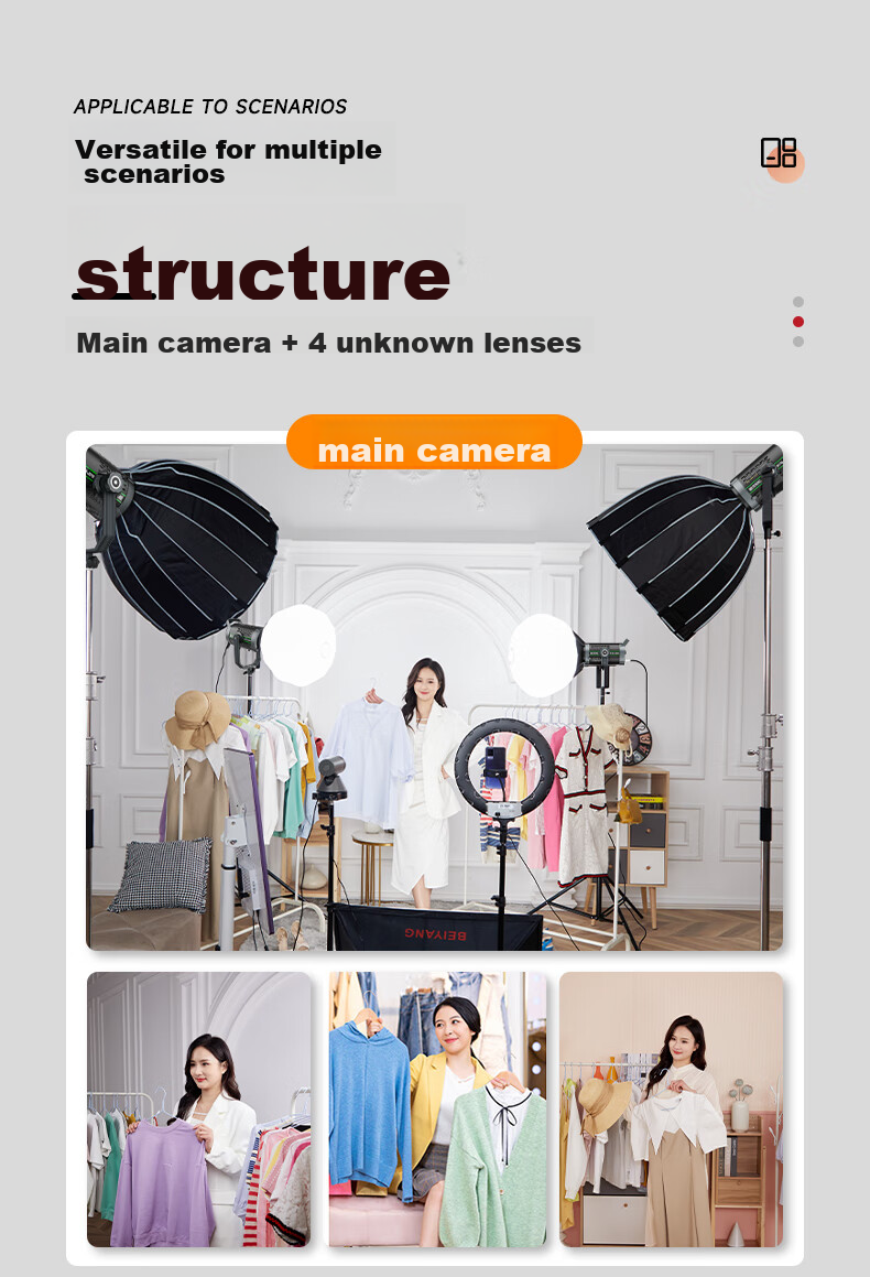 Beiyang 500W Live Streaming Fill Light, Photography Spherical Light, Soft Light, Internet Celebrity Host Beauty Light, Studio Photography Light, Video Shooting Constant Light 500BI 6
