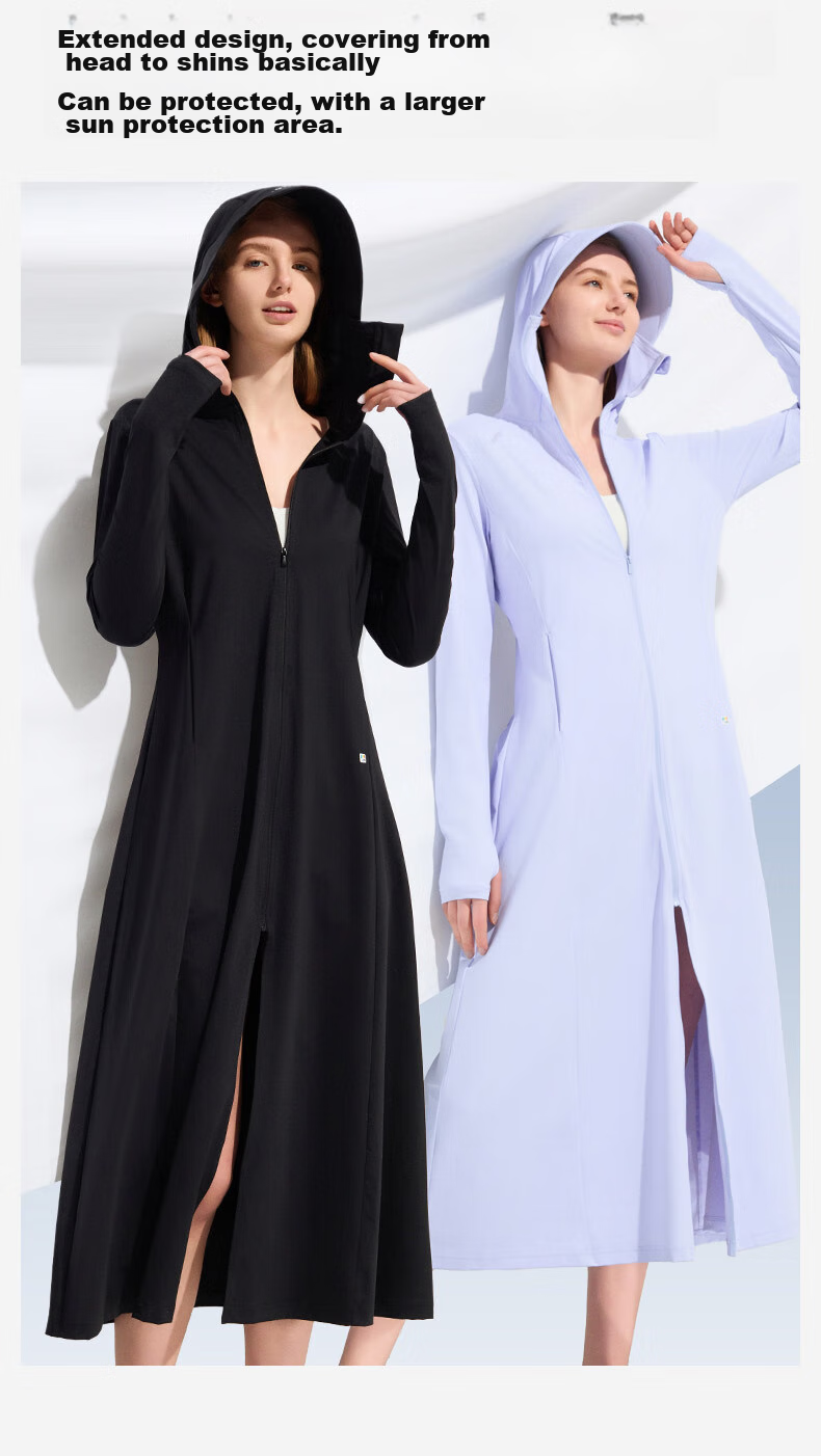 SUPIELD Full-Range Mid-Length Sun Protection Jacket for Women, Outdoor UV-Resistant, Cool-Feeling Windbreaker, Sun Protection Coat 15