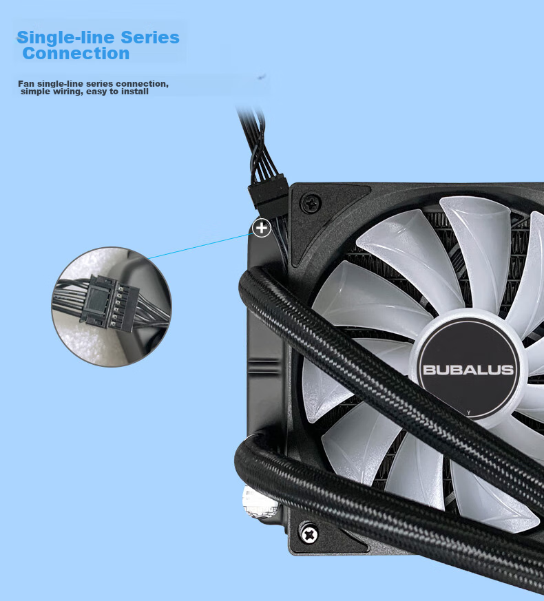 BUBALUS Lingshuang 240A White CPU Water Cooling Radiator (Infinite Mirror ARGB Synchronized Light/Anti-Gravity Integrated Design/Supports Intel LGA2011/AMD/Multi-Platform/PWM) 10