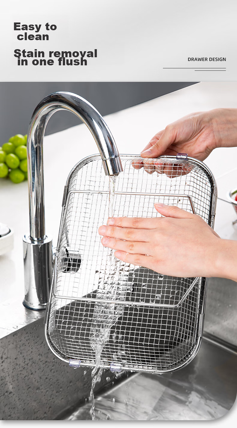Newair Stainless Steel Draining Basket, Sink Drainer Rack, Extendable Dish Rack, Dishwashing Sink Fruit And Vegetable Washing Basket, Storage Rack 12