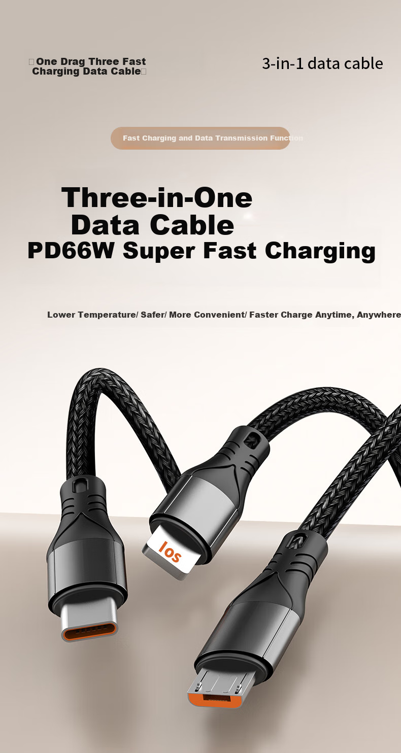 Smorss Three-In Charging Cable PD65W, Apple Watch Charger with Two-In Data Cable, Compatible with IPhone 17/16/15/14/iWatch S9/8/SE/Ultra, Magnetic Connectio 1