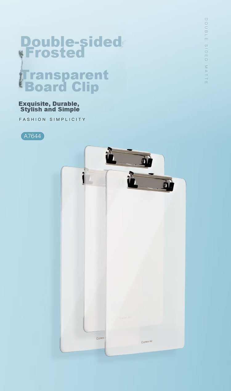 COMIX A4 Portable Writing Clipboard with Scale, File Folder, Hanging Pad, Transparent Blue, Single Pack A744 1
