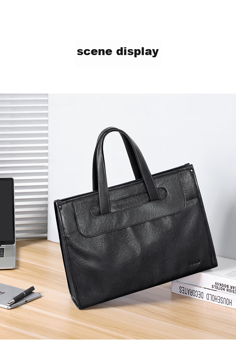 GOLF Business Briefcase, Men's Top-Grain Leather Handbag, 15-Inch Laptop Bag, Briefcase, Gift for Boyfriend Or Father 22