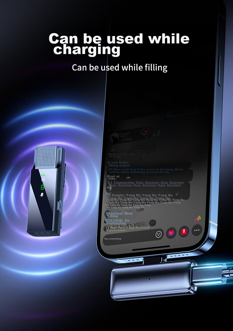 CRENOV Wireless Lavalier Microphone, Audio Recording Device for Live Streaming And Recording, Suitable for Mobile Phones, Computers, Cameras, TikTok, Outdoor Short Videos, Professional Noise Reduction Karaoke Microphone, One Transmitter And One Receiver with Storage 15
