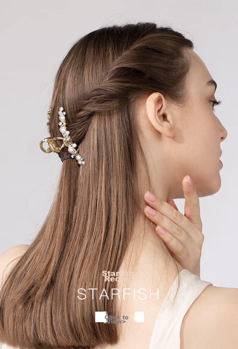 Cercoo Starfish Pearl Back-Of Hair Claw Clip, Shark Clip, Elegant Hairpin, Hair Accessory, Gift for Girlfriend 1