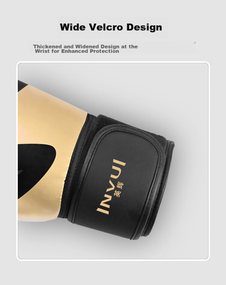 INVUI Boxing Gloves for Adults And Children, Free Fighting Training Gloves for Men And Women, Combat Competition Boxing Gloves, Black Gold 10oz 8