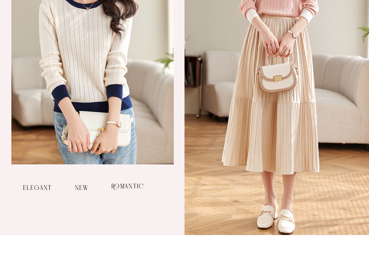She Enjoy Women's Knitwear Round Neck Thin Sweater Lightweight Knit Top Spring Autumn Versatile Color-Block Collar T53Z155 3