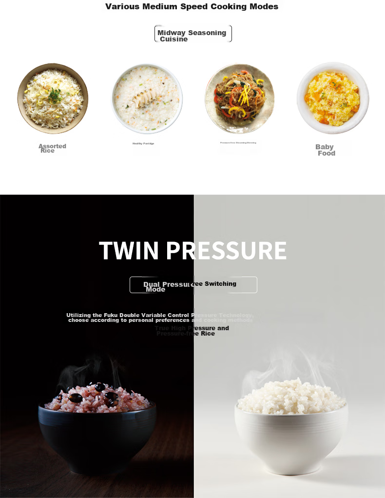 CUCKOO Rice Cooker Korean Original Imported Dual Pressure IH Heating Smart Voice Multifunctional Non-Stick Inner Pot 4.8L 4-5 Servings CRP-LHTR1011FW 6