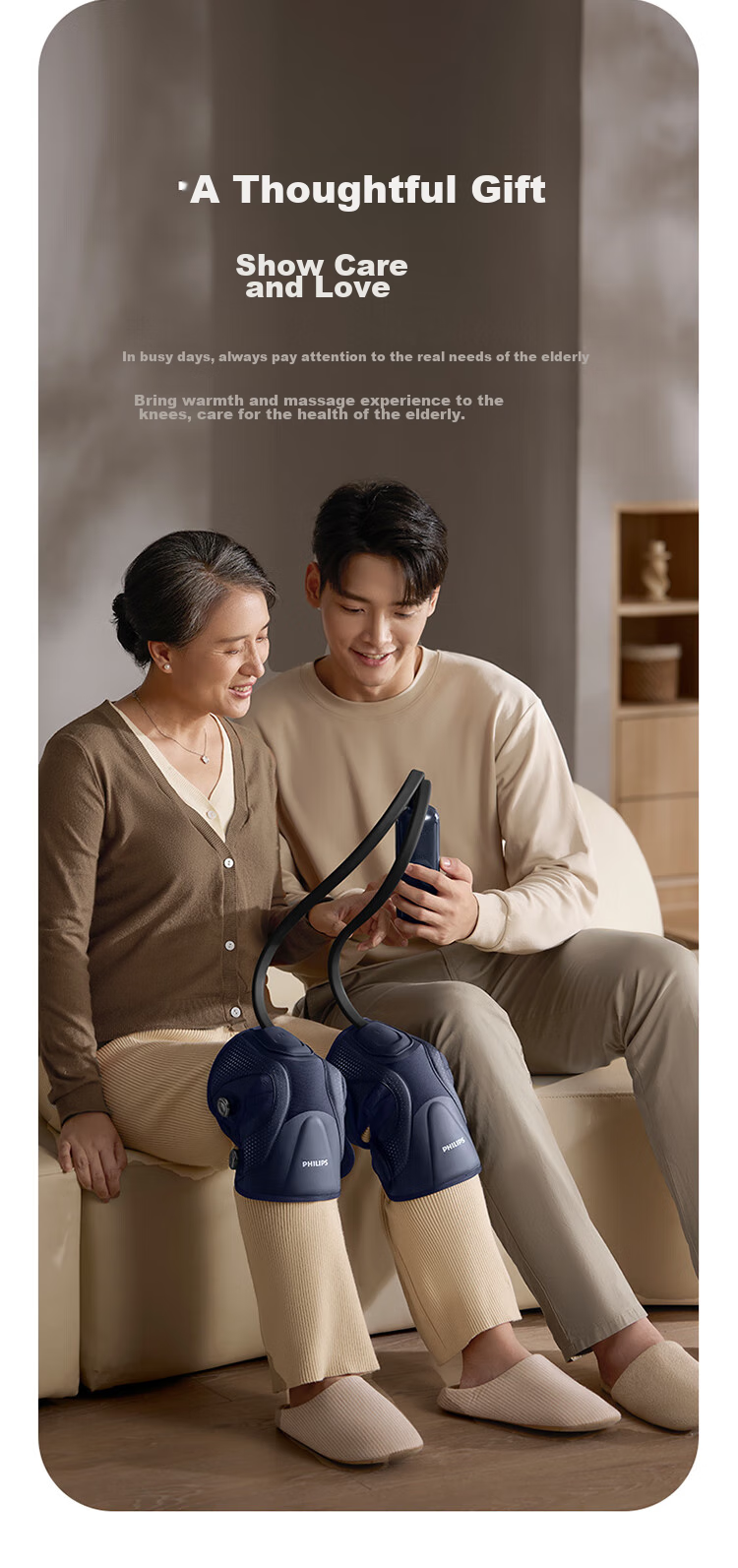 PHILIPS [Mid-Autumn Festival Gift] Knee Massager, Sports Massager, Cold-Resistant Knee Care Device, Airbag Knee Joint Heating Pad, Airbag Massage 5202L Birthday Gift for Parents 15