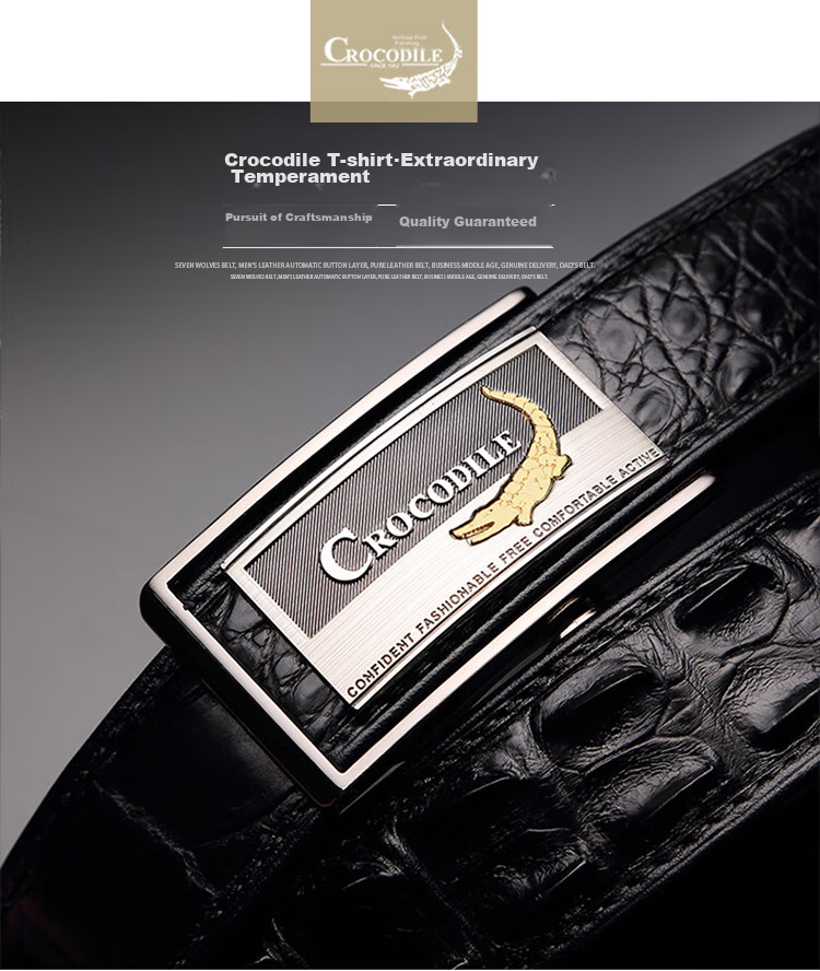 CROCODILE [Double Bone Crocodile Skin] Belt Gift Box, Men's Cowhide Business Inner Wear Automatic Buckle Waistband, Birthday Gift D261 1