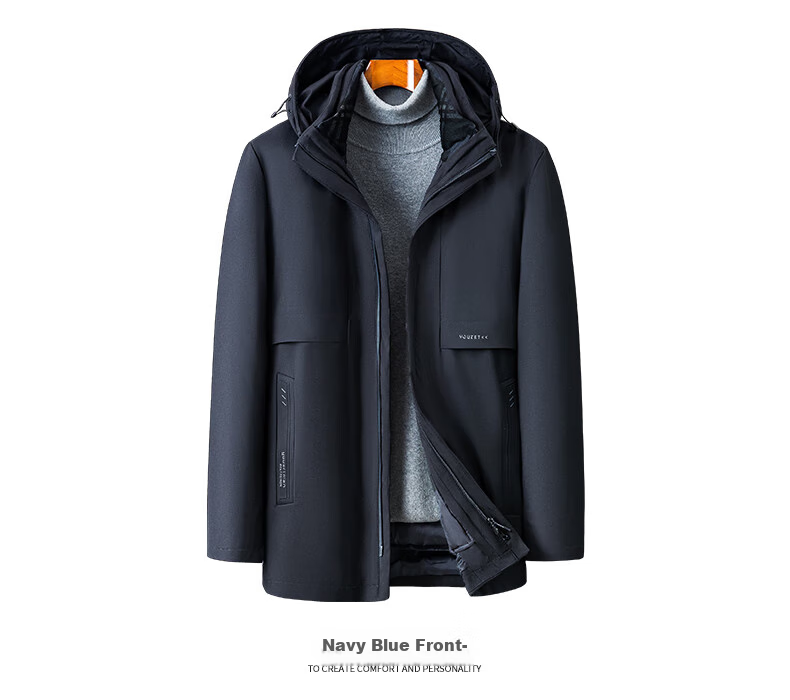 Yalu Five-In down Jacket for Men, Winter Thickened Goose down, Business Style with Detachable Inner Lining, Middle-Aged Men's Large Goose Coat 21