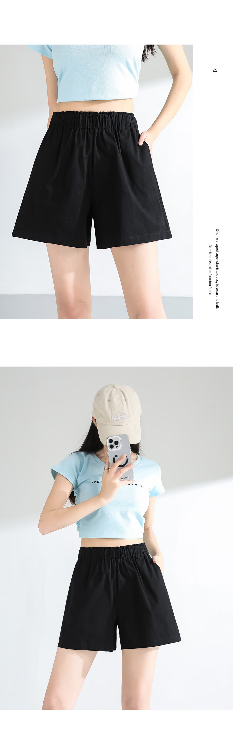 Baleno 100% Pure Cotton Shorts for Women, New Summer 2025 Style, High-Waisted Loose Wide-Leg Pants, Versatile Three-Quarter Length Shorts for Outdoor Activities And Travel 14