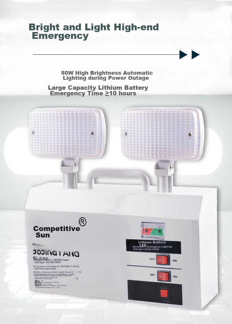 Jujingyang 500,000 Lumens Dual-Head Emergency Light, Fire Safety Exit Sign, Supermarket Rechargeable Wall-Mounted Light, Automatic Illumination during Power Outage 3