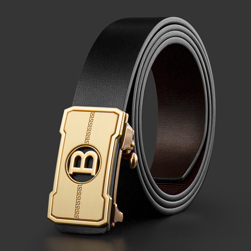 COW Men's Belt, Automatic Buckle without Teeth, Genuine Leather Casual Waistband for Young And Middle-Aged, Gift for Pants, 2018