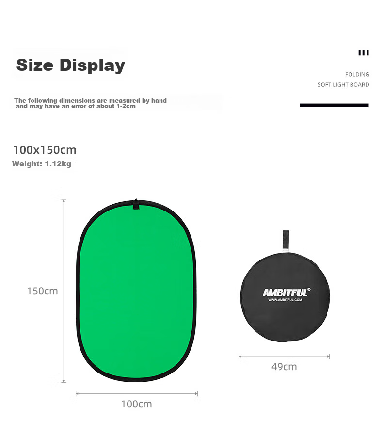 AMBITFUL Black And White Reflective Board, 150*200cm Soft Light Panel, Foldable Photography Diffusion Board for Outdoor Portrait Shooting, Portable Lighting Equipment, Collapsible Camera And Photography Fill Light Board 9