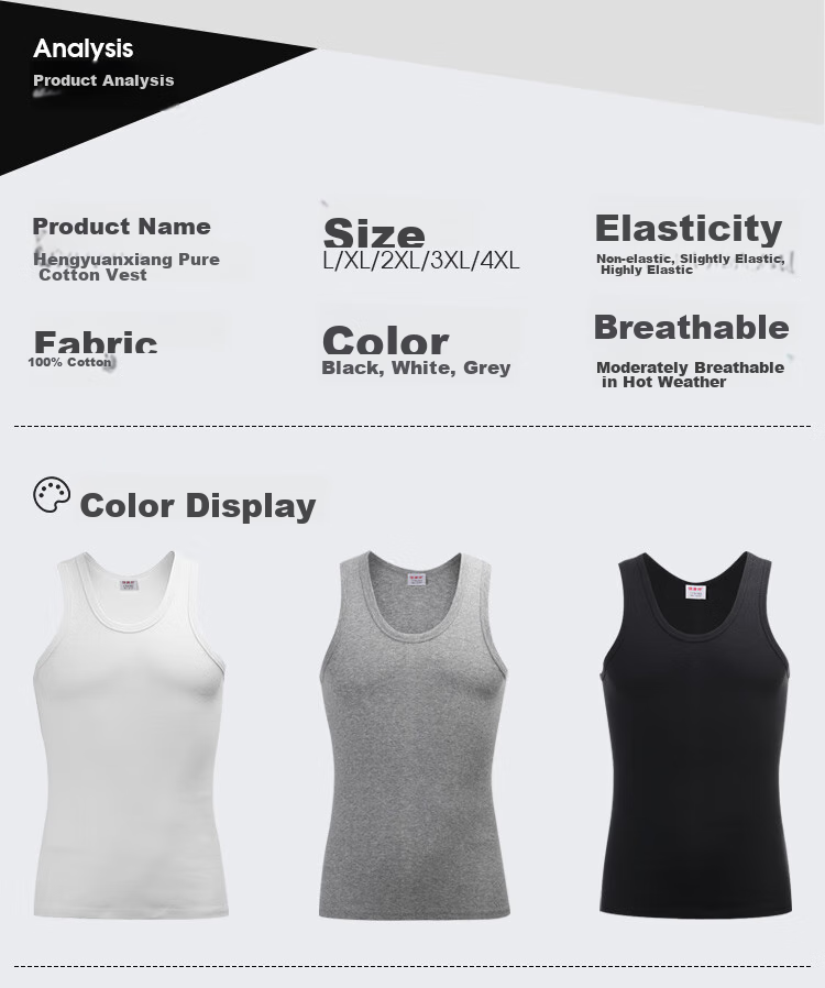 Hengyuanxiang Men's Cotton Tank Top, Casual Sports Slim-Fit Sleeveless Undershirt, 2-Pack, Black + Black 12
