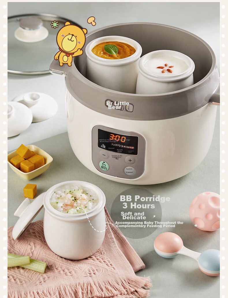 Bear Electric Slow Cooker, Soup Pot for 3-4 People, Stew Pot, Bird's Nest Cooking Pot, Soup Stewing Pot, Baby Food Cooker, DDZ-C25X6 4L with Steamer Basket 11