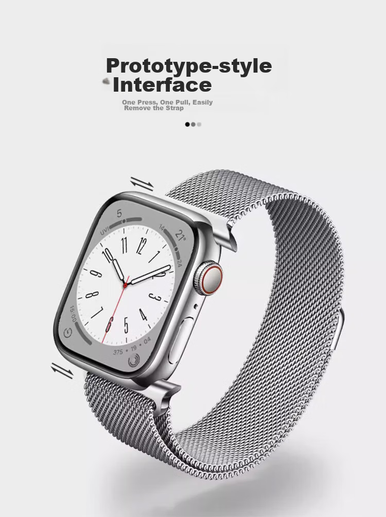 BIAZE Compatible Apple Watch Band for Apple Watch Series 9/10 Milanese Loop Magnetic Strap, Supports IWatch 8/Ultra 2/7th Generation 42/44/45/49mm - BD3 Black 10