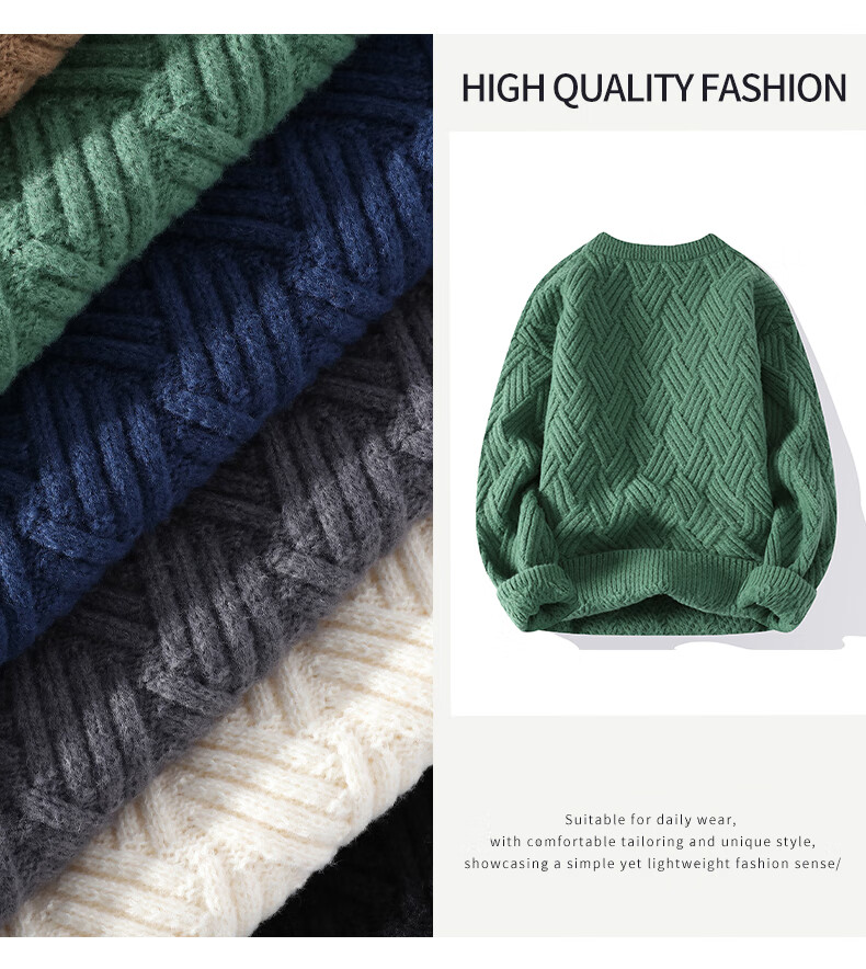 :CHOCOOLATE IT Loose Fit Crew Neck Sweater Men Winter New Trendy Warm Knitwear Red 2XL 3