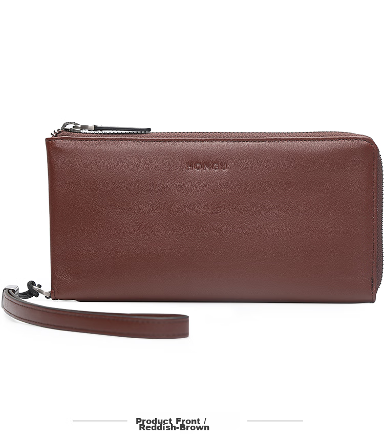 HONGU Handbag, Top-Grain Leather Men's Clutch, Long Wallet for Men, Gift Box Packaging, Birthday Present 22