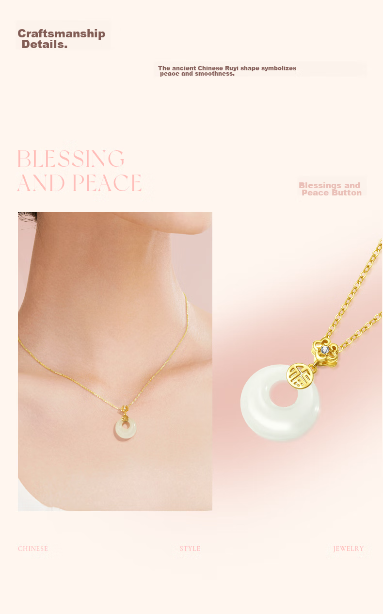 Fanci X Palace Master Blessing Safety Clasp Hetian Jade Necklace Silver Women's Light Luxury High-End Feel Ladies Birthday Gift 9