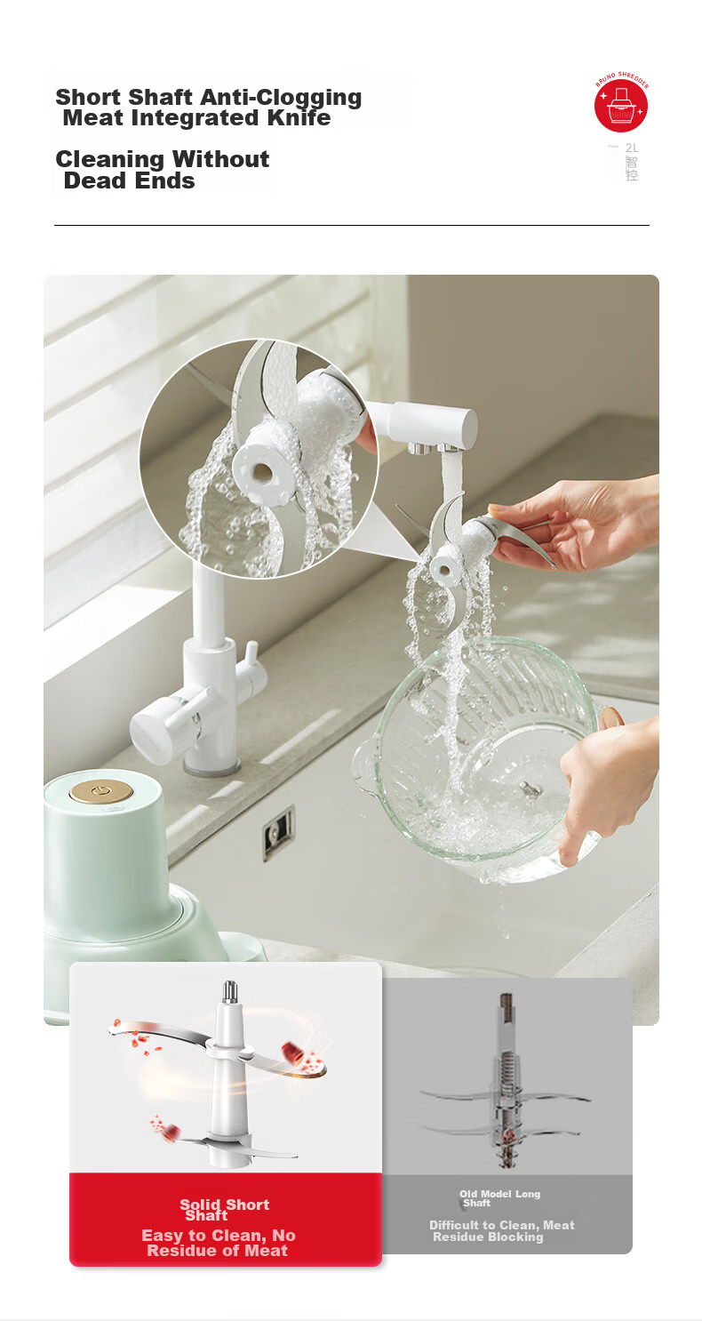 BRUNO Meat Grinder And Seasoning Machine, Home Electric Multi-Functional Food Processor for Mincing Meat, Mixing Dumpling Filling, Garlic Paste, Adjustable Coarseness, 2L Herb White 14
