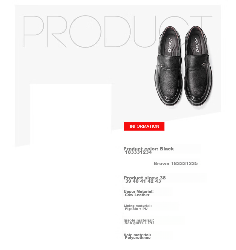 Aokang Men's Leather Slip-On Round Toe Comfortable Business Casual Shoes, Black, Size 40 3