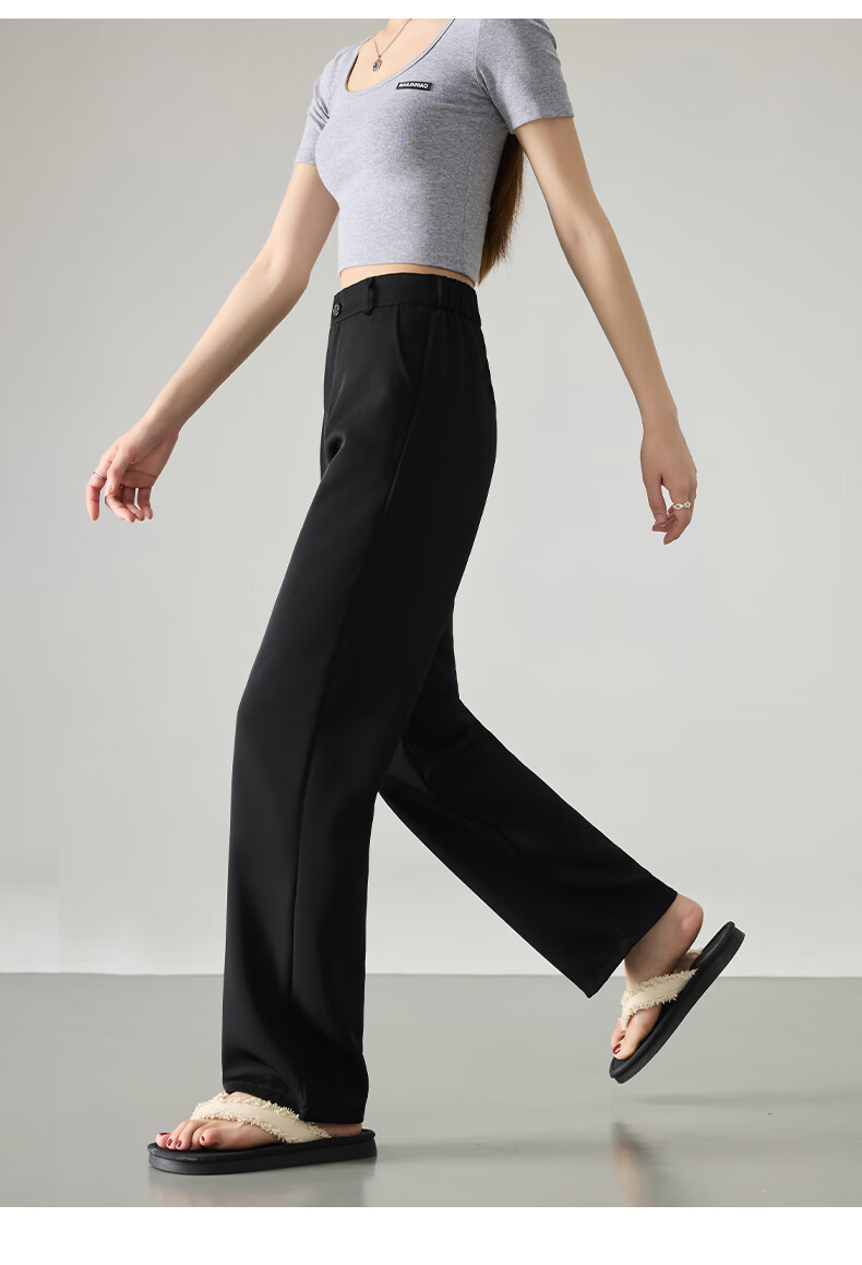 LangSha High Waist Straight Leg Suit Pants for Women Spring Summer Lightweight Draped Slim Wide Leg Casual Work Trousers 27