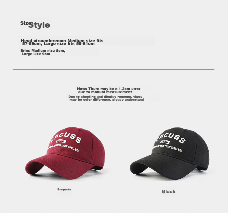 CACUSS Baseball Cap for Women, Large Head Circumference Soft Top Visor Hat, All-Season Sun Hat, Korean Style Versatile Sun Protection Hat, Chiji Red 12