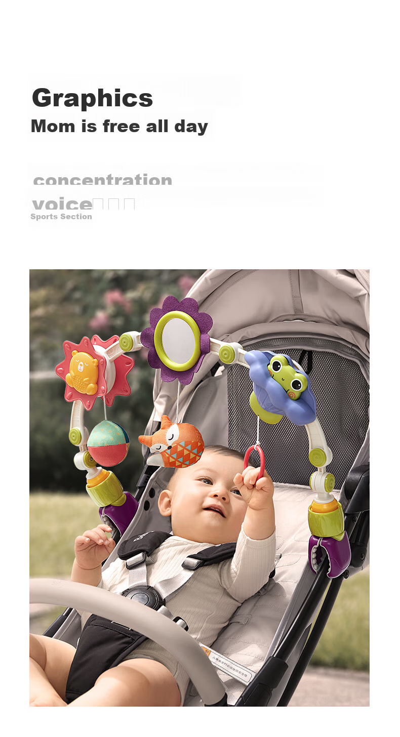 Babycare Hanging Baby Toy Rattle, Newborn Wind Chime, Stroller Cradle Rail Pendant, Dual-Use Car Bed Rattle 1