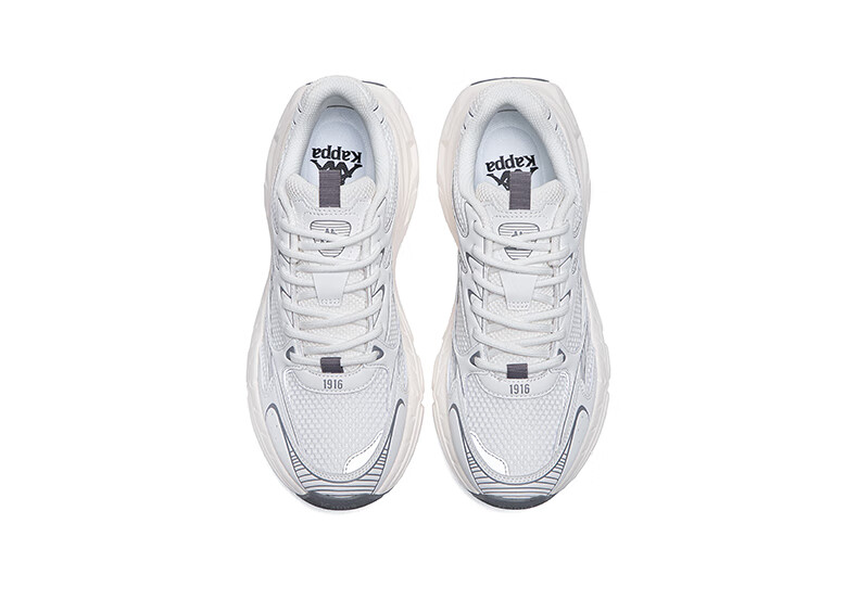 Kappa Hydrogen Track Dad Sneakers, Women's Shoes, Autumn Breathable Height-Increasing Casual Versatile White Shoes, Shark Gray, Size 37 16