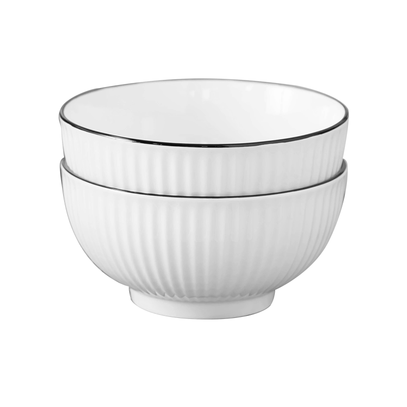 JD Original Tableware Set, Housewarming Ceramic Soup Bowls for Home Use, Gofeng Shantian Rice Bowl 6 Inches * 2